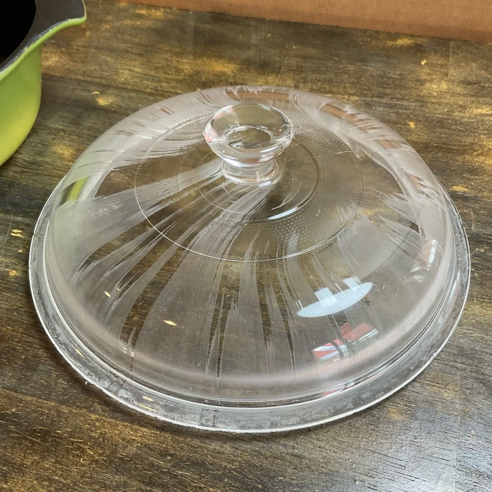 Fire-King Anchor Hocking Avocado Green 1 QT Casserole Dish w/ Clear Dome Lid